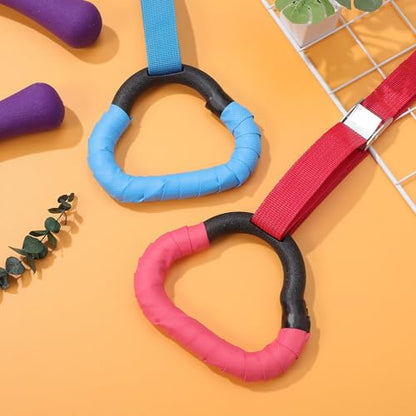 VICASKY 2 Pairs Gymnastics Rings Set, Adjustable Pull-up Rings with Durable Straps, Blue and Red Colors, 1m Length for Indoor Fitness and Strength Training Equipment