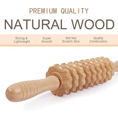 Wood Massage Roller Muscle Roller Cellulite Massage Tool Fascia Blaster Lymphatic Drainage Massager Wood Therapy Massage Tools for Deep Tissue Muscle Relief Recovery(9-Wheel) - style: 9-Wheel Massager