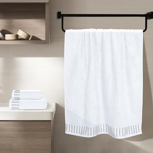 MALLONI HOME Ultra Soft 3 Pack Cotton Towel Set, Contains a Bath Towels 28x55 inch, a Hand Towels 16x24 inch & a Wash Coths 12x12 inch, Ideal Everyday use, Compact & Lightweight - White - color: White, size: 3 Pack Set