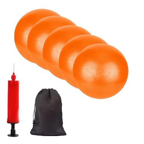 Mini Pilates Exercise Yoga Ball, 6 Inch Small Inflatable Exercise Yoga Ball,Core Training and Physical Therapy Equipment, with Pump - color: Orange-5PCS, size: 6 inch