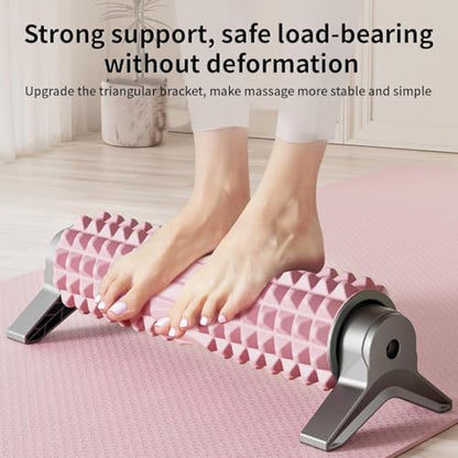 Foam Roller with Stand - Bracket Foam Roller for Back Pain, 21 inch Trigger Point Deep Tissue Massage Roller, Medium Density Grid Bracket Foam Rollers, Leg Roller for Muscles Deep Tissue - color: Pink