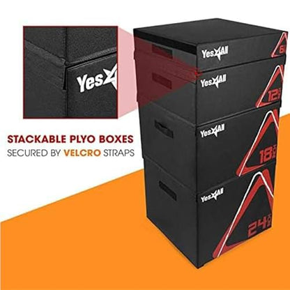 Yes4All Adjustable Soft Plyo Box, Jumping Trainer - For Plyometric Exercises and Conditioning, Multiple Height Variations - color: E. Black - 12"