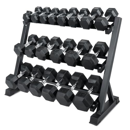 Ritfit 5-650 LBS PVC Encased Hex Dumbbell Sets with Optional Rack for Home Gym, Hand weight with Chrome Handle for Strength Training,Workouts - style: (10+15+20+25+30+35+40+45+50+55)650LBS SET