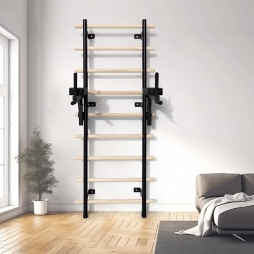 Swedish Ladder Dip Bar Attachment, Fits TS003A Ladder, Wood Stall Bar for School, Physical Therapy and Gymnastics, Multi-grip