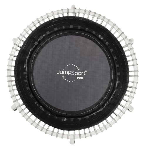 JumpSport 350 PRO 39 Inch Fitness Trampoline Indoor Rebounder Cardio Workout Equipment 300 lb Capacity - color: White