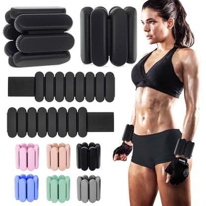 YOVKOK Adjustable Wrist Ankle Weights, 2 LBS/Pair, Bundle Options - color: Black