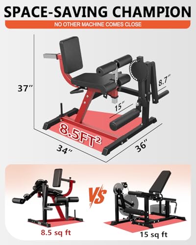 GMWD Leg Extension and Curl Machine, Lower Body Special Leg Machine, Adjustable Leg Exercise Bench with Plate Loaded, Leg Rotary Extension for Thigh, Home Gym Weight Machine