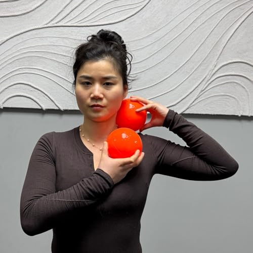 Massage Ball Smooth Ball Set (Pair) – Adjustable Firmness Massage Roller Ball for Back and Neck Massage -to Sensitive Soft Tissue Deep Muscle Gentle Relief (Orange) - color: Orange