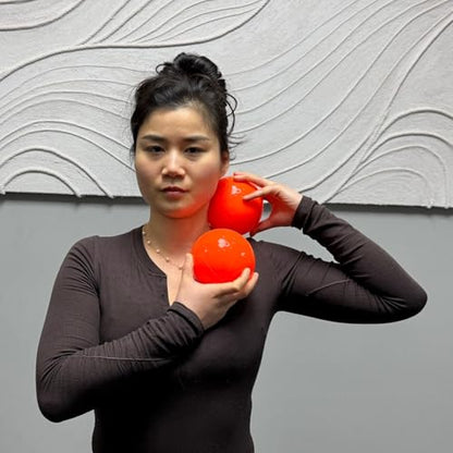 Massage Ball Smooth Ball Set (Pair) – Adjustable Firmness Massage Roller Ball for Back and Neck Massage -to Sensitive Soft Tissue Deep Muscle Gentle Relief (Orange)