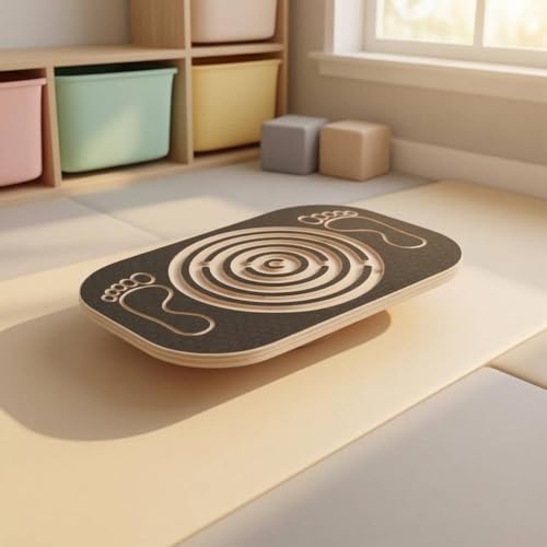 Kids Balance Open-Ended Learning Wooden Balance Board Wooden Wobble Board for Home