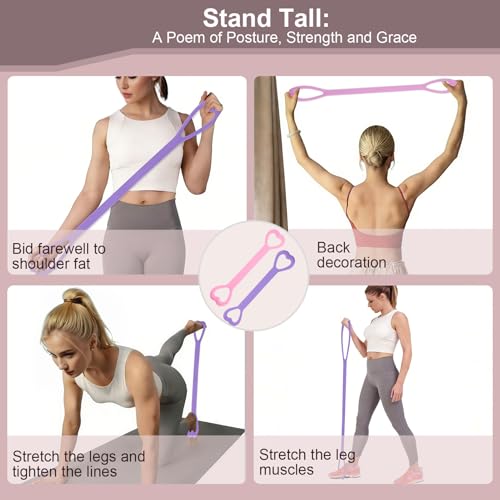 Resistance Bands, Figure 8 Resistance Band, 4 Pack - Latex-Free Exercise Bands for Home Gym, Strength Training & Physical Therapy | Yoga, Pilates, Glute Workouts | Portable Elastic Bands