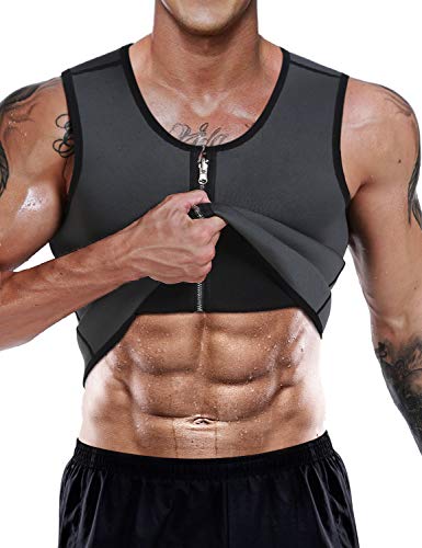Men Sweat Sauna Vest Waist Trainer Body Shaper Hot Neoprene Sport Fitness Gym Workout Tank Top - color: Gray, size: X-Large