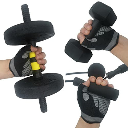Workout Gloves for Men & Women, Fingerless Breathable & Full Palm Protection Gym Exercise Gloves for Weight Lifting, Fitness, Powerlifting, Cycling
