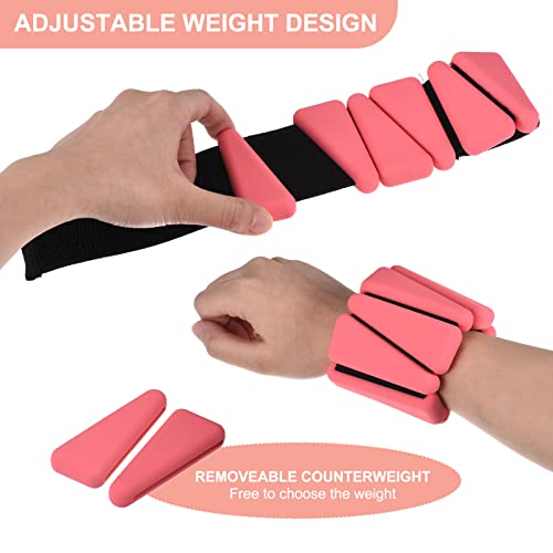 PATIKIL Ankle Weights for Women, 2Lbs Total (1Lb Each) Adjustable Wrist Weights with Removable Weights Arm Weights for Women & Men Yoga Training Walking Jogging Aerobics - color: Dark Pink