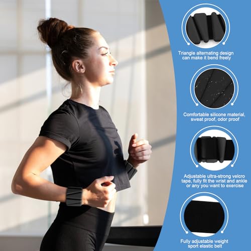 Wrist Weights Set of 2, Wearable Ankle & Wrist Weights, Adjustable Silicone Weight Bracelets (2Lbs Each) Fits for Women & Men, Suitable for Yoga, Pilates, Dance, Running, Pool Exercises, Jogging - color: 4LB Black