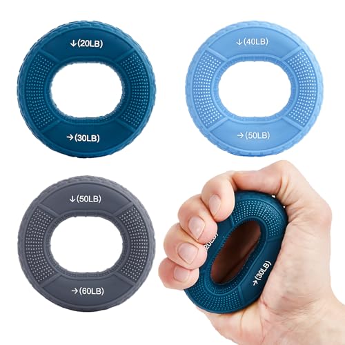 Hand Grip Strengthener, Grip Strength Trainer, Fingers Exerciser - Silicone Rings for Muscle Training Sports Rock Climbing Finger Rehabilitation Training,Hand & Wrist Muscles Trainer Stress Relief,5 Resistance Levels