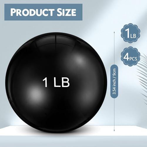Seenelling 4 Pcs Weighted Toning Balls for Exercise Weighted Exercise Soft Medicine Balls for Gym, Pilates, Yoga, Balance, Flexibility