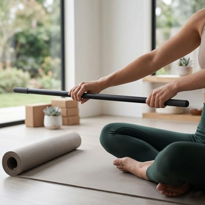 Yoga Stick, Adjustable Steel Exercise Bar, Handle Stretching Mobility Bar for Pilates Flexibility Training, Workout Stick