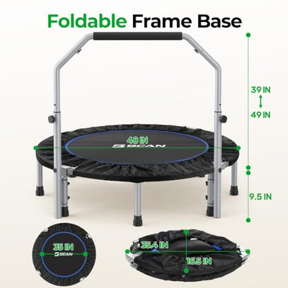 BCAN SP2 40/48" Foldable Mini Rebounder Trampoline for Adults |FED Fitness - color: Black, size: 48-inch