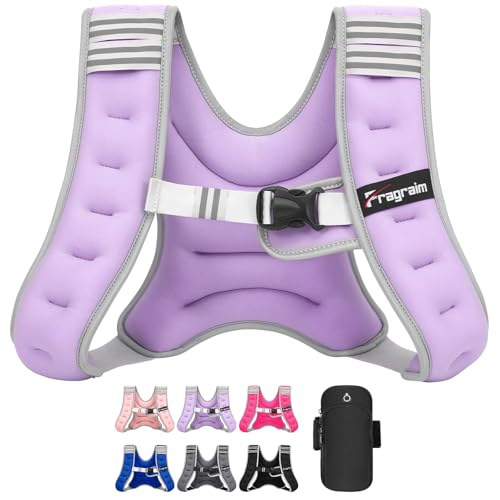 Weighted Vest for Women Men - 8lb/10lb/12lb/16lb/22lb/25lb/30lb Weight Vest with Reflective Stripe, Detachable Phone Pouch, Ideal for Walking, Strength Training, Running, Workout, Weight Loss - color: Purple, size: 8 lb