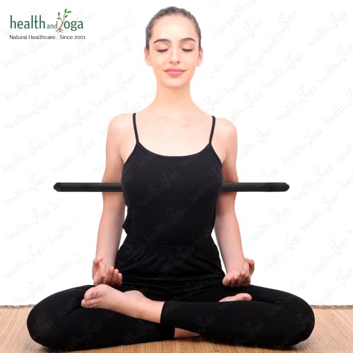 HealthAndYoga™ StretchNHeal Collapsible Multi-Use Wooden Yoga Stick - Regular and XL - Portable Posture Corrector Pole, Stretch Mobility Stick, Physical Workout Exercise Dowel - size: Regular - 26" with Sleeve