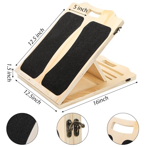 Wooden Slant Board for Calf Stretching, Portable Squat Incline Board for Knees Ankle Leg Heel, Adjustable 5 Angles Calf Stretch Wedge for Exercise, Physical Therapy