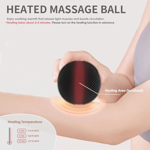 Heating Vibrating Massage Ball with 7 Modes & Memory Function for Myofascial Release, Deep Tissue and Trigger Point Muscle Therapy - Targets Back, Hip, Leg, Neck & Foot (Black) - color: Black