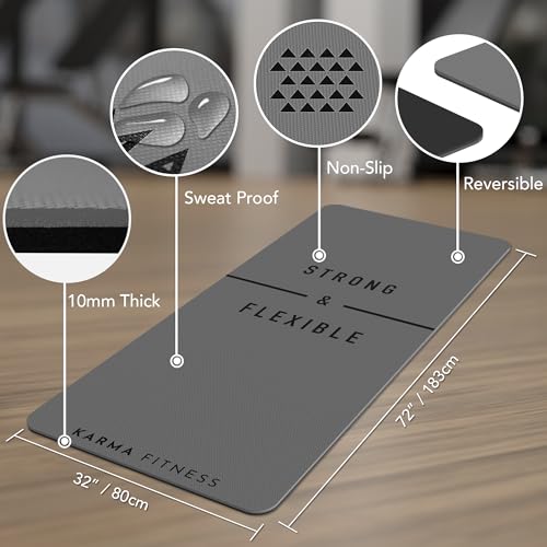 Large Exercise Mat – Extra Thick 10mm Workout Mat (72"x32") – Non-Slip TPE Yoga Mat for Women & Men – Pilates, HIIT, Fitness & Home Gym Mat – Includes Free Carry Bag