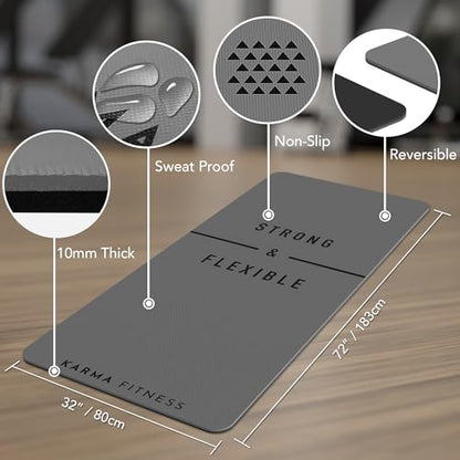 Large Exercise Mat – Extra Thick 10mm Workout Mat (72"x32") – Non-Slip TPE Yoga Mat for Women & Men – Pilates, HIIT, Fitness & Home Gym Mat – Includes Free Carry Bag