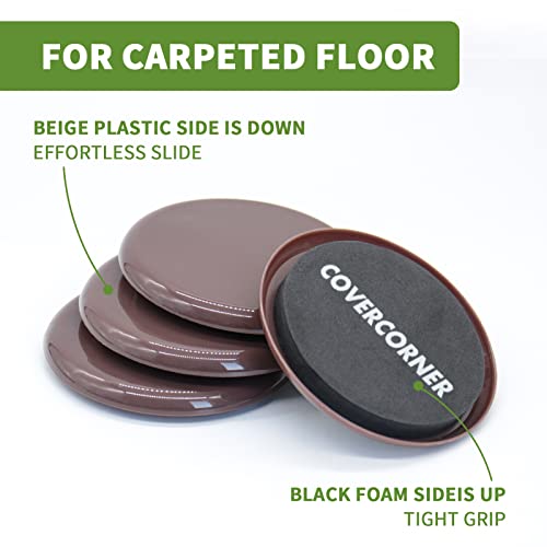 Furniture Sliders for Carpet 8 PCS - 3 1/2" Brown - size: 8 PCS 3 1/2" Brown