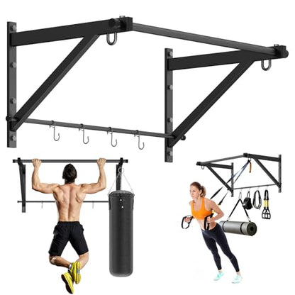 Adjustable Depth Wall Mounted Pull Up Bar 51'' 500LB Heavy Duty Chin Up Bar - size: 35"