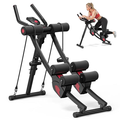 MERACH Ab Machine, Adjustable Ab Trainer Machine, AB Workout Equipment for Home Gym, Independent Dual Tracks for Mountain Climber, Foldable for Home Exercise, Load Capacity 440 LBS