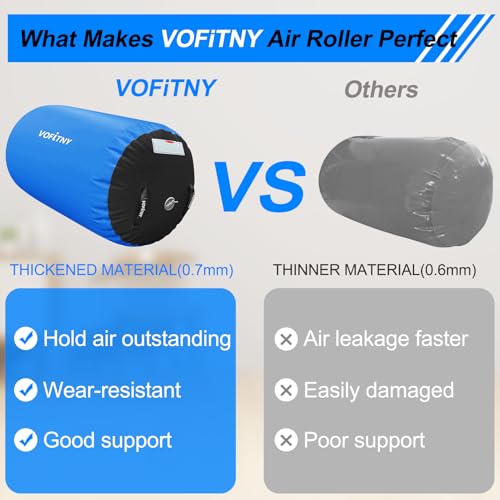 VOFiTNY Gymnastics Air Barrel Tumbling Equipment Back Handspring Trainer - color: Blue/Black No Pump, size: 3.3'L x 2'D
