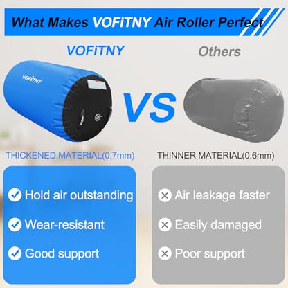 VOFiTNY Gymnastics Air Barrel Tumbling Equipment Back Handspring Trainer - color: Blue/Black No Pump, size: 3.3'L x 2'D