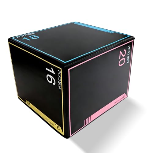 3-in-1 Dense Foam Plyometric Jump Box,30"x24"x20"-24"x20"x16"-20"x18"x16"Non-Slip Box Jumps for Home Gym,Exercise Foam Plyo Box for Fitness Training-Step-Ups,Split Squats,Dips,Box Jump Cube - color: StyleA:16*18*20IN(Regular Size)