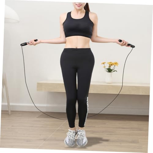 Electronic Counting Jump Rope Weighted Steel Cable Skipping Rope for Workout Fitness Training with Digital Counter Suitable and Gym Exercise (black)