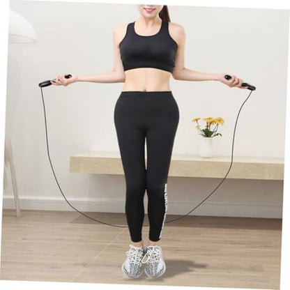 Electronic Counting Jump Rope Weighted Steel Cable Skipping Rope for Workout Fitness Training with Digital Counter Suitable and Gym Exercise (black)