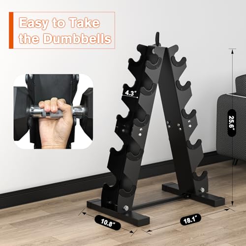 DERACY Dumbbell Rack Stand Only, Heavy Duty A-Frame Dumbbell Storage Rack, 5 tier Steel Dumbbell Holder for Home Gym Space Saver