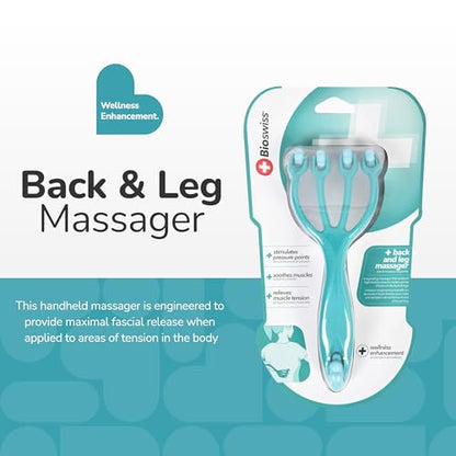 BioSwiss Claw Massage Roller, Handheld Muscle Massager with 5 Rotating Heads for Back, Legs, and Shoulder