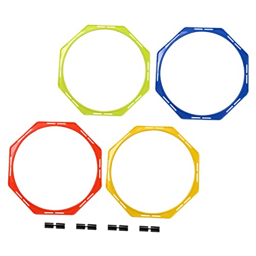 POPETPOP 4 Pack Speed Agility Training Set Multi-Functional Training Agility Rings Soccer Hurdles Circles Workout Rings Soccer Gear