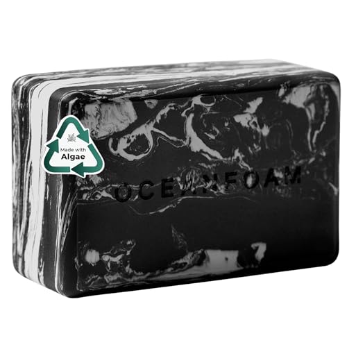 Workout Block - High-Density Foam Exercise Block, Lightweight, Non-Slip for Stability & Support in Pilates, Yoga, Stretching & More - Algae-based EVA Foam, 9"x6"x4" (Black Marbled) - color: Black Marbled