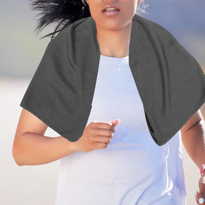Quick Dry Sports Towel with Sweat Absorption, Comfortable Microfiber Fitness Towel for Camping, Hiking, Beach Use – Compact, Lightweight, Dark Gray with Mesh Bag