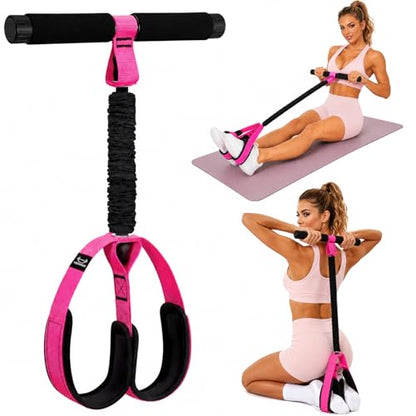 Upgraded Pedal Resistance Band with Handles, 55LBS Multifunctional Soft Foot Pedal Exercise Bands with Handles for Core, Abs, Legs, Waist, Arms. Sit Up Workout Bands for Women Home Gym.
