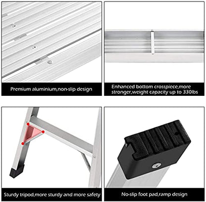 Aluminum Work Platform, Foldable Work Bench with Non-Slip Mats, Portable Bench Step Ladder, Car Wash Step Stool for Painting & Washing, Ideal for Home/Garage