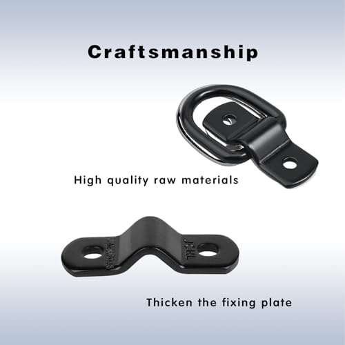 4 PCS D Rings Tie Down Anchors, All-Purpose Trailer Pull Rings, Multifunctional Fastening Buckles, Durable Door Catches, Cargo Mooring Tool Kit, for Most Cars, Trucks and Vans (Black)
