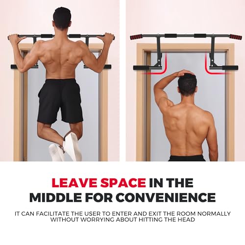 ONETWOFIT Pull Up Bar for Doorway, 440 lbs Heavy Duty Upper Body Fitness Workout Bar for Home Gym Exercise, Multi-Grip Strength Wall Mounted Door Frame Chin-Up Bar for Almost All Doors