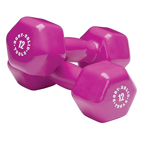 Body-Solid Tools BSTVD12PR Vinyl Dumbbell, Pink, 12lbs, Pair