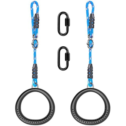 SELEWARE Trapeze Swing Rings, Non-Slip Gymnastic Rings Pull Up Exercise Rings for Home Gym Playground Ninja Warrior Obstacle Course Training Workout
