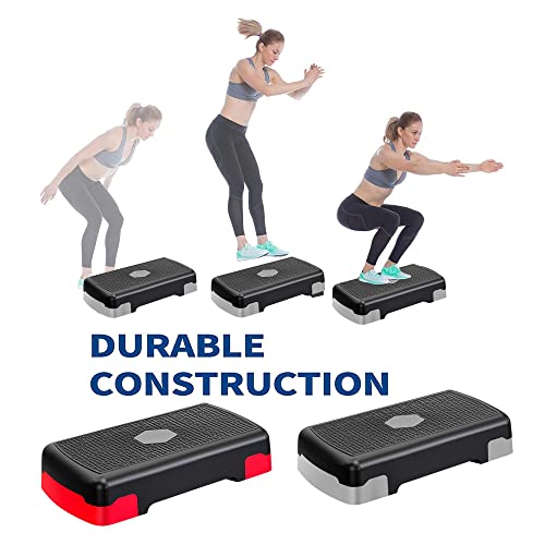 45Cm Adjustable Fitness Pedals Aerobic Step Platform Exercise Board for Home Yoga Pedal Fitness Equipment Exercise Aerobic Step - color: Red