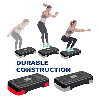 45Cm Adjustable Fitness Pedals Aerobic Step Platform Exercise Board for Home Yoga Pedal Fitness Equipment Exercise Aerobic Step - color: Red